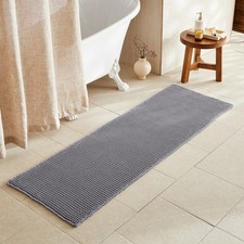 TYUU Waffle Runner Rug Bathroom, Long Boho Bathroom 2' X 6' Runner , Grey