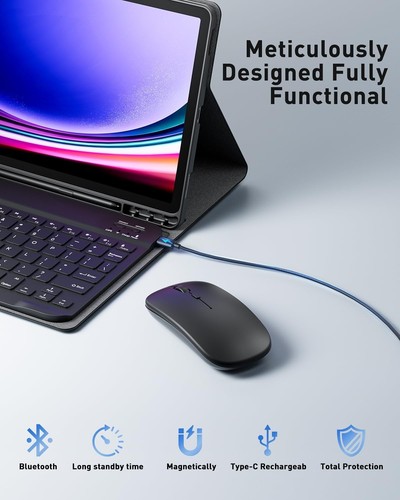 Custodia Tastiera per Samsung Galaxy Tab A9 plus / A9+ 11 Pollici 2023 - Mouse e Detac - Foto 6 di 7