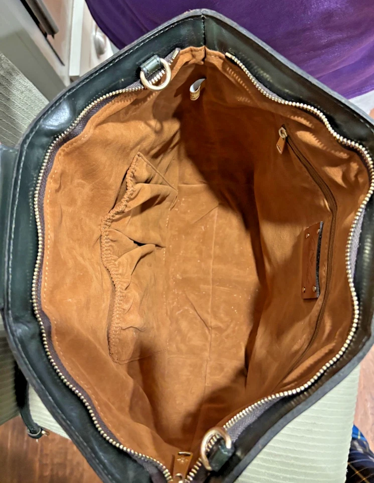 Patricia Nash  Leather Dark Olive Woven Large Tote - Image 4 of 4