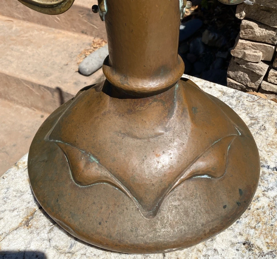 Antique Art Nouveau Hammered Brass Umbrella Cane Stand WMF Roycroft? - Image 4 of 4