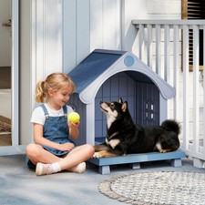 36.6 Elevated Plastic Dog House Weatherproof Indoor Outdoor Dog Kennel Pet House