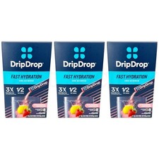DripDrop Fast Hydration Electrolyte Mix Strawberry Lemonade 8 Count Lot of 3