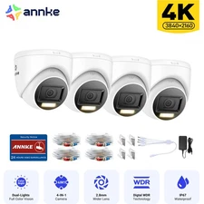 ANNKE 4pcs 4K 8MP Video CCTV Security Camera Outdoor Color Night Vision IP67 WDR