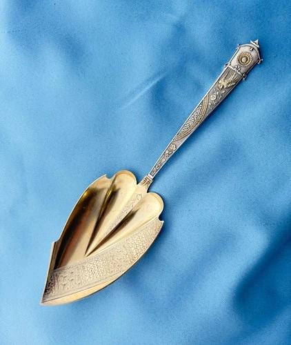 Gorham Sterling Japanese Pattern Gilt Ice Cream  Slice 10 1/2 In No Mono 90 Gr