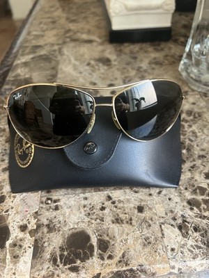 Ray-Ban RB3025 Aviator Sunglasses Gold Metal Frame Black Glass 100% UV