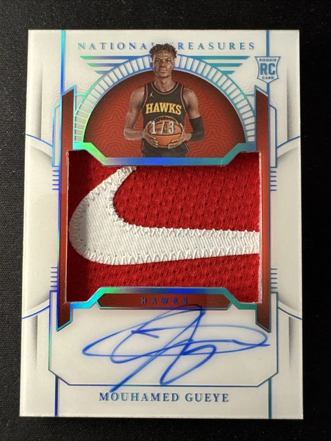 2023-24 National Treasures Mouhamed Gueye Rookie Patch Auto Nike Swoosh /3 Hawks