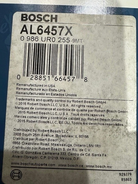 Alternador Bosch AL6457X para modelos seleccionados Dodge / Jeep / Chrysler 2,0 L 2,4 L Foto 2 de 4