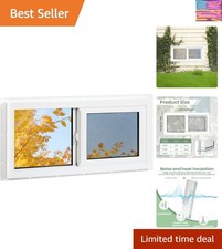 Vinyl Basement Window, 32" x 4" Bathroom Sliding Window with Double Pane Insu...