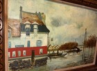 Vintage Original Impressionist Harbor Landscape Oil Painting Signed Framed Boats — photo 3