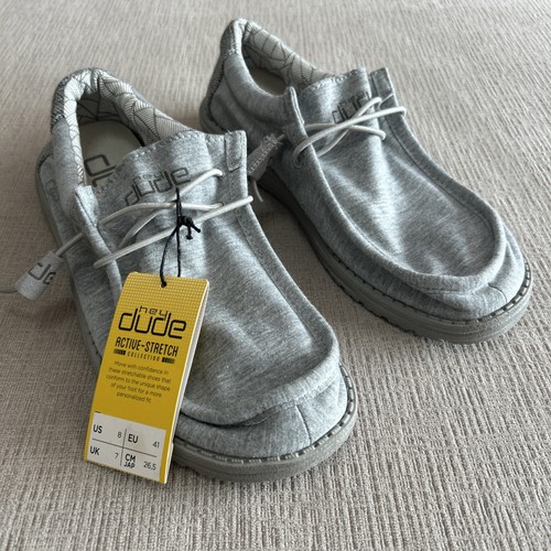 Nuovo con etichetta! Hey Dude Wally Pile Elasticizzato Colore Grigio Uomo Taglia 8 - Foto 2 di 9