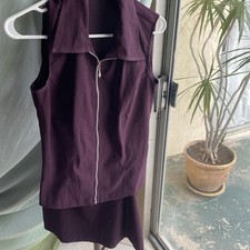 Vintage 1990's Plum 2pc Vest Blouse And Matching Mini Skirt Size XS