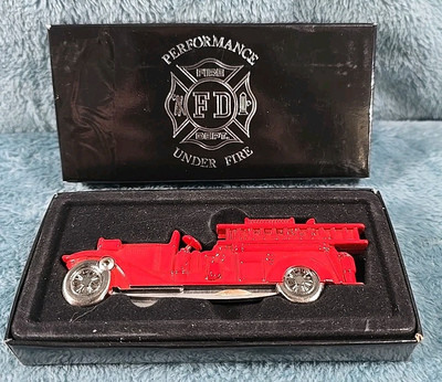 Performance Under Fire Firetruck Folding Knife with Box Fireman Firefighter Gift