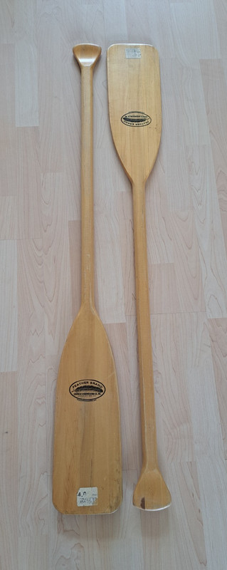 Feather Brand set of 2 wood paddles 46 1/2” canoe kayak oars Caviness woodworkin