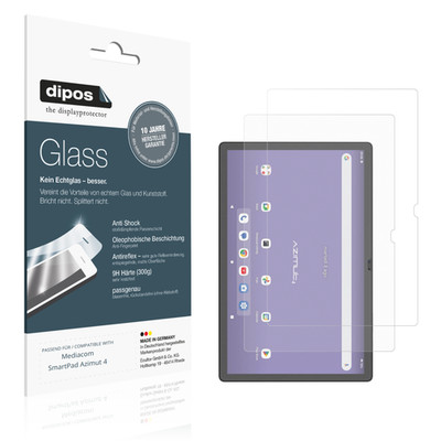 2x Schutzfolie für Mediacom SmartPad Azimut 4 matt - Anti-Shock 9H Folie dipos