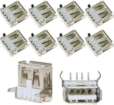 10Pcs 90 Degree 4-Pin USB Type a Standard Port Female Solder Jacks Connector PCB