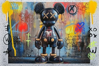 Melted Memories Kaws  Original, Signed & Framed   Urban Pop Investment Art