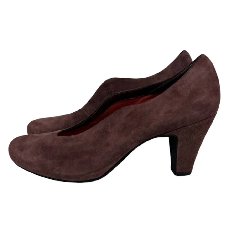 Zapatos de tacón Pas de Rouge para mujer talla 41 EE. UU. 11 borgoña gamuza cuero Italia Foto 2 de 4