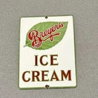 VINTAGE 12” BREYERS ICE CREAM  PORCELAIN SIGN CAR GAS OIL MOTORCYCLE TRUCK