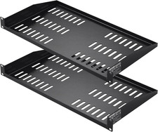 2PCS 1U Server Rack Shelf, Universal Vented Rack Mount Cantilever Tray for 19 In