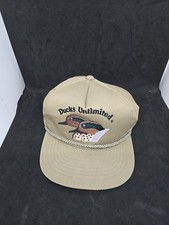 Vintage Ducks Unlimited Hat Cap 90 Tan SnapBack Embroidered Ducks Rope Brim