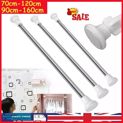 ETOPDEAL-5A Telescopic Shower Curtain Pole Extendable Wardrobe Rail Clothes Hanging Pole Rod