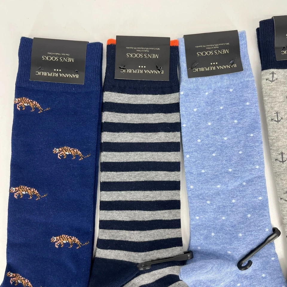 Lote de 4 calcetines de vestir Banana Republic para hombre talla única gris azul media pantorrilla nuevos con etiquetas Foto 3 de 4
