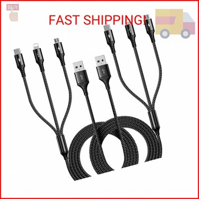 RULUS Multi Charging Cable [2Pack 6ft] 3 in 1 Multiple Fast Charger Cable Nylon 
