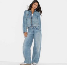 Women's Wild Fable Blue Zip Up Denim Utility Jacket XS New