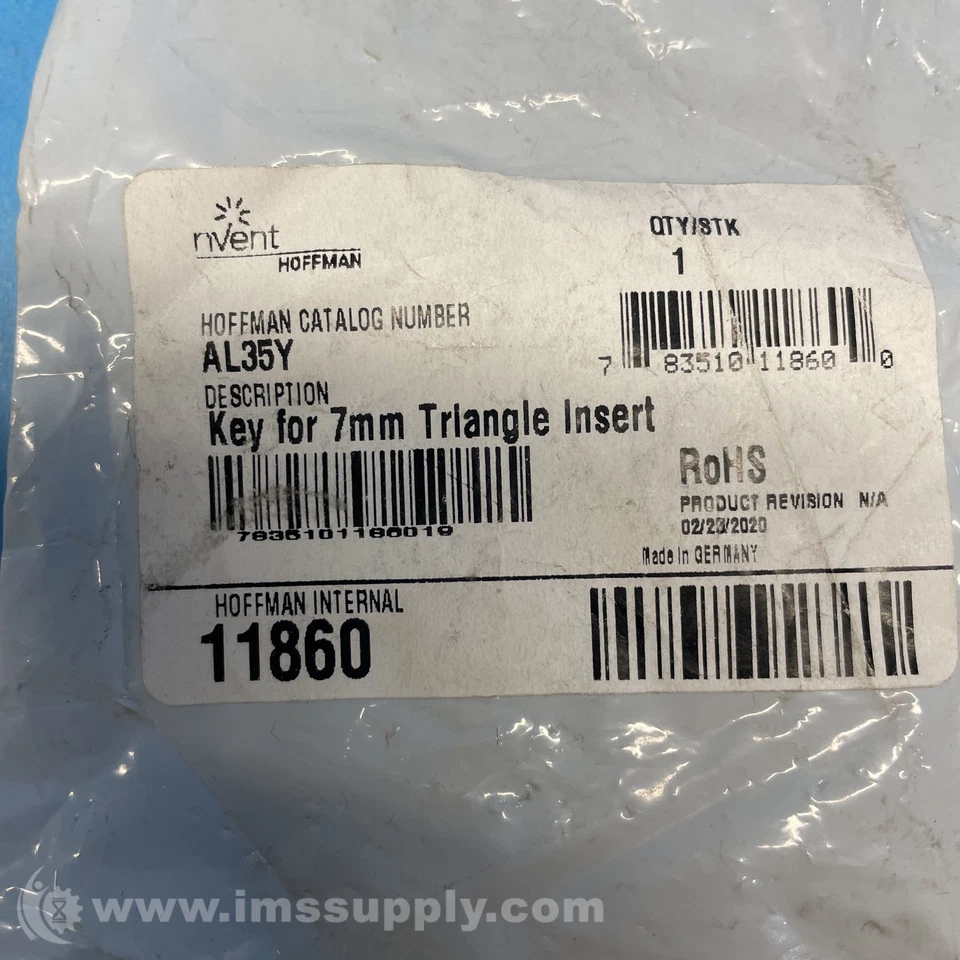 Hoffman AL35Y Triangle Insert 7mm Key FNFP - Image 3 of 4