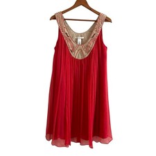 Vintage Laundry Beaded Silk A Line Dress Sz 6 Red Whimsical Evening Fairycore 