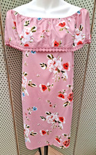 PRIMARK Dress/Tunic Top Blouse Size 14 Pink Floral Roses Lace Off the Shoulder
