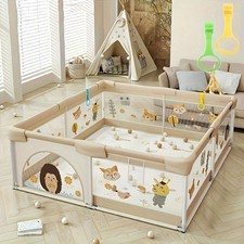 59 71inch Hedgehog Baby Playpen with Gate Indoor Outdoor Kids Activity Center
