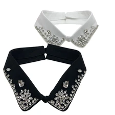 Women Crystal Flower Detachable Fake Neck Collar Lapel False Tops Shirt Choker