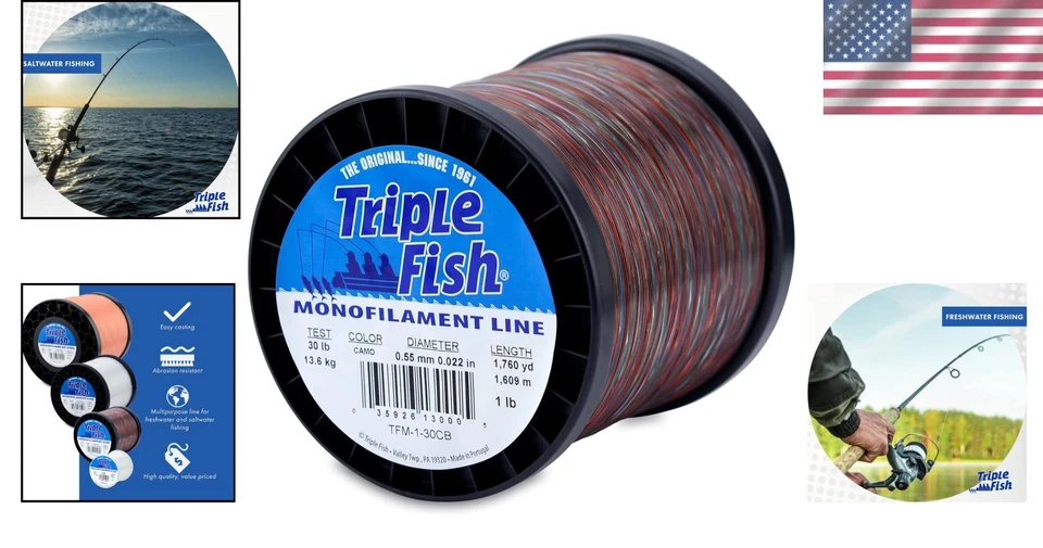 Lightweight 30 Lb Camo Monofilament Line - High Knot Strength for Anglers - Image 2 of 4