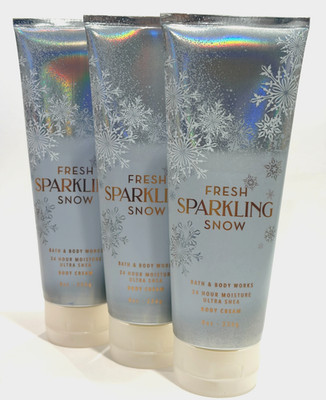 3x Bath & Body Works Fresh Sparkling Snow Body Cream 8 oz / 226 g