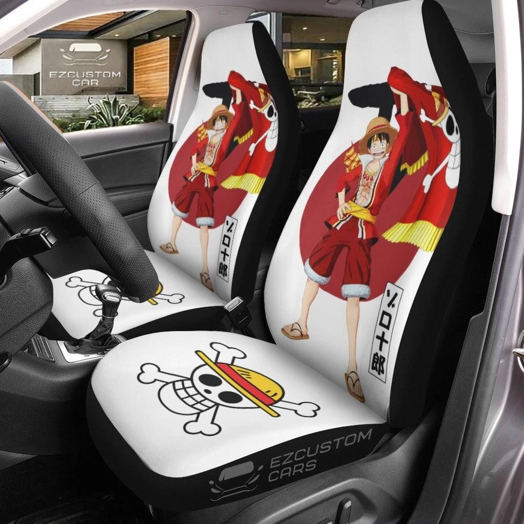 Luffy Car Seat Covers One Piece Luffy Flag for Car