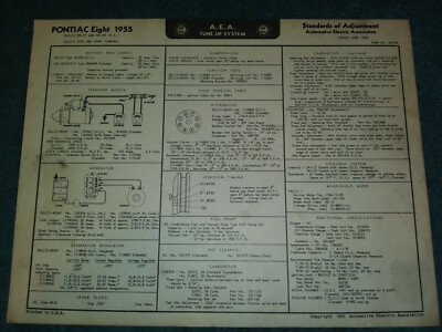 1955 PONTIAC 8CYL WIRING DIAGRAM & TUNE-UP CHART / USEFUL VINTAGE ITEM