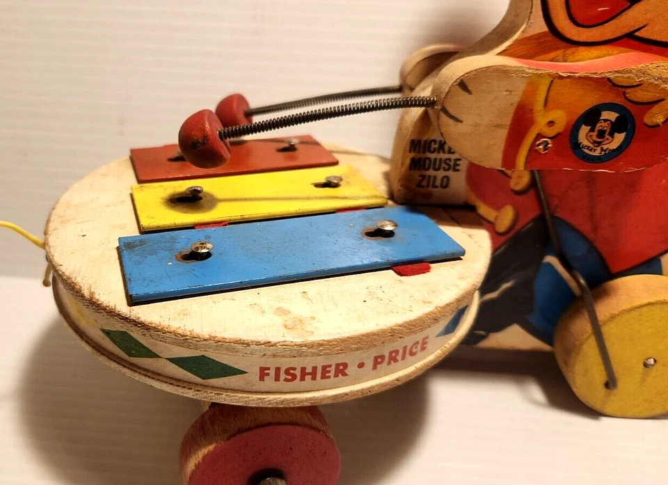Juguete de madera Disney Mickey Mouse Zilo #714 Fisher Price Sears solo 1963 RARO Foto 4 de 4