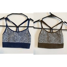 Bombshell Sportswear Bundle of Two Brown and Blue Snake Print Sports Bras XS