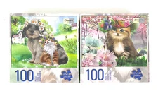 Lot 2 100 Piece Jigsaw Kids Puzzle Toy Animals Dog Cats Puppy Fall Christmas