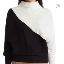 T Tahari Diagonal Color Block Sweater Plus Size 2X Black Dolman Pullover NEW