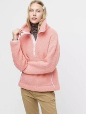 NWT J.Crew XS Polartec Sherpa Fleece Half Zip Pullover Jacket Golden Rose Pink