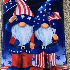 Patriotic Gnome Uncle Sam USA Stars Stripes Military Salute Garden Flag  146