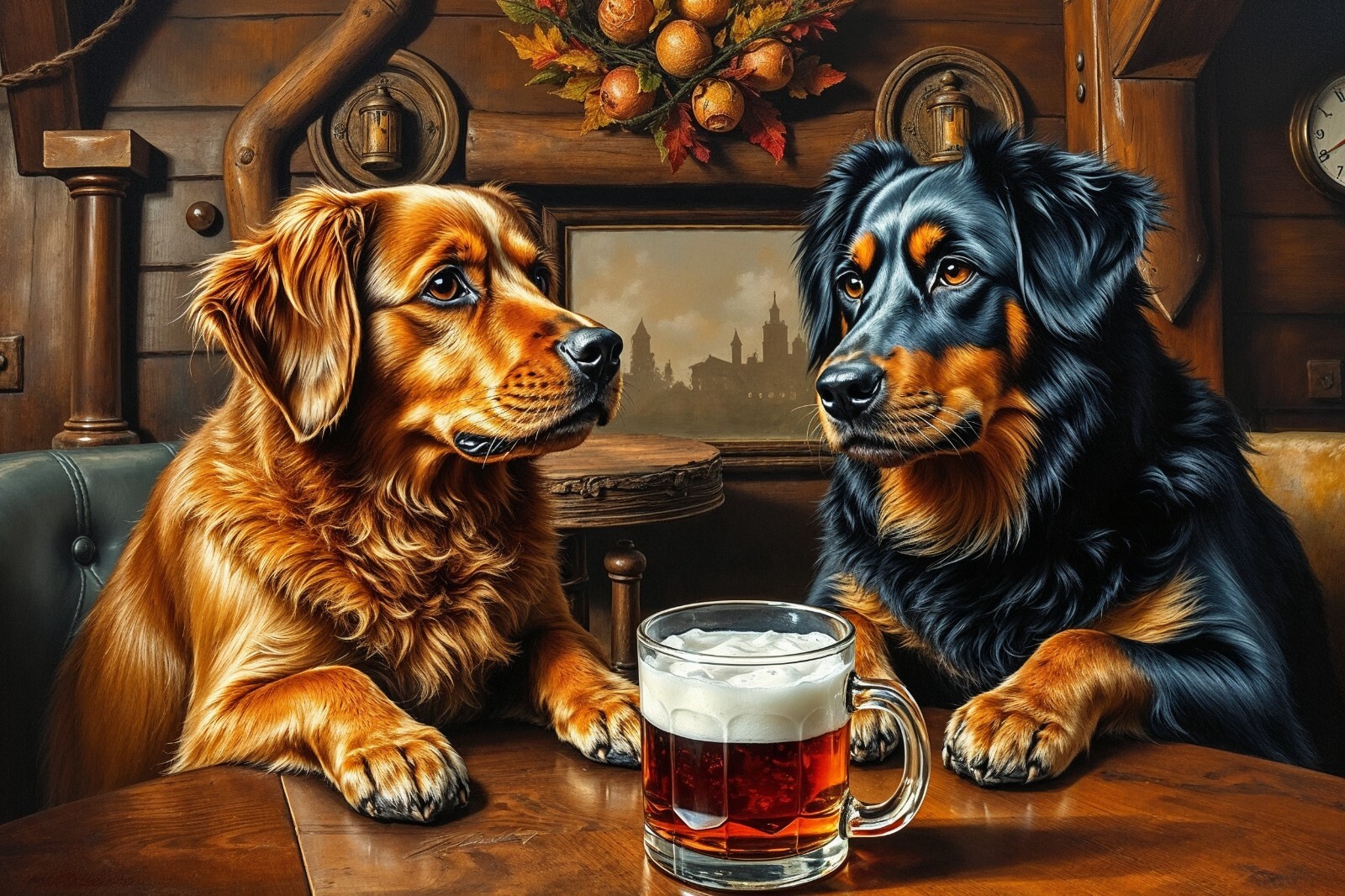 Dog Beer Pub Fantasy 4x6 Premium Art Print Photo