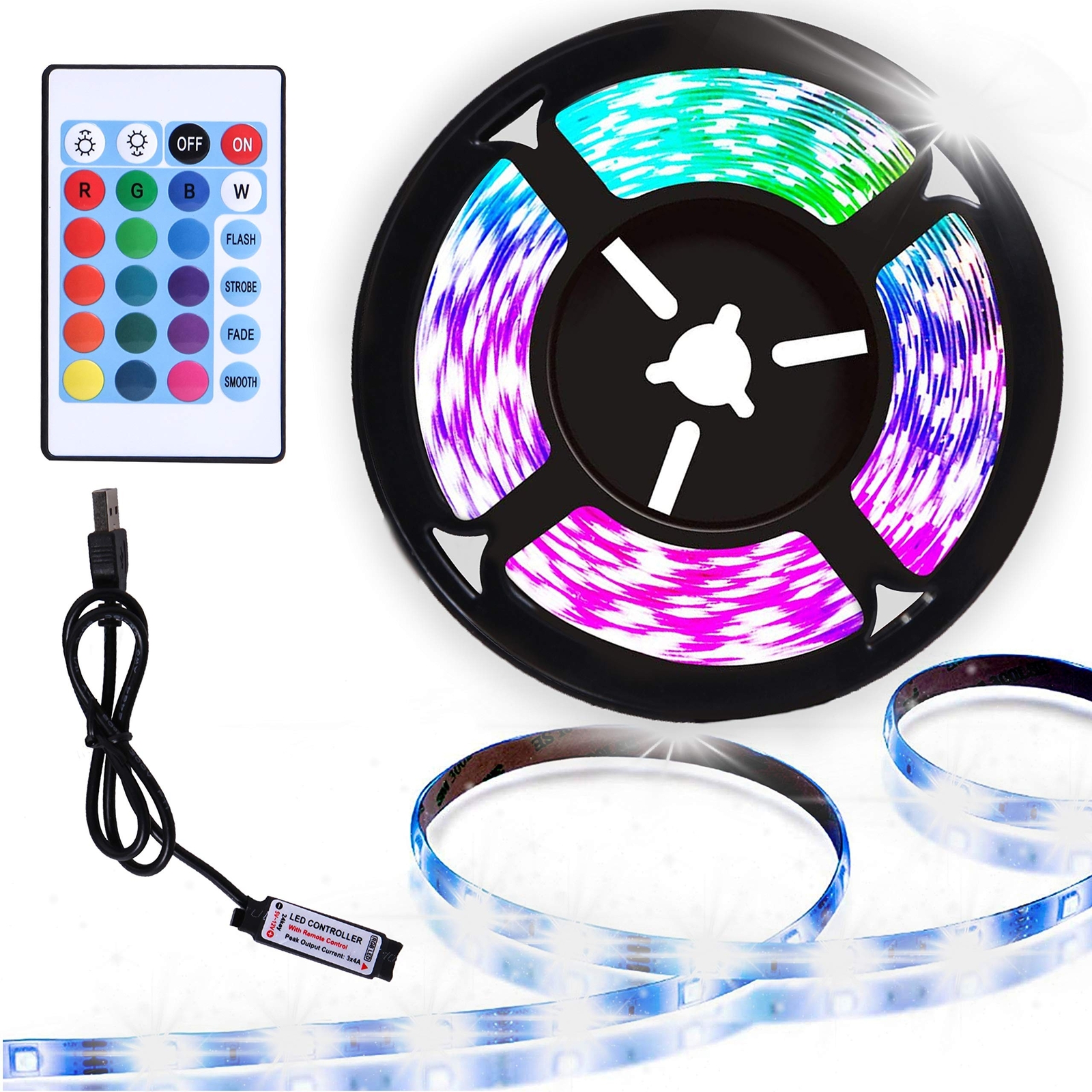 10Ft RGB Color-Changing LED Strip Lights with Remote for Bedroom Decoration-image