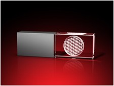 USB Stick 16 GB 3D Glas Gravur Blume des Lebens Laser Motiv Dekoration Geschenk