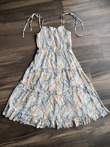 Sim & Sam Spaghetti Strap Tiered Ruffled Midi Dress Lined Smocked Rayon ...