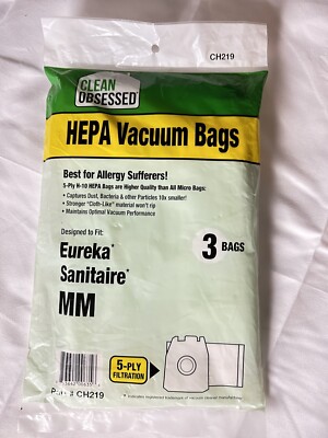 Clean Obsessed H-10 HEPA Bags Type MM Bags - Fits Eureka Mighty Mite Cloth HEPA