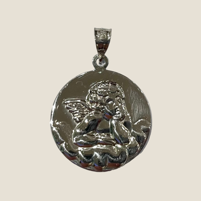 Pendentif Médaille Ange En Argent Massif 925/1000 - Bijou Neuf Avec étiquettes, Idéal Cadeau !