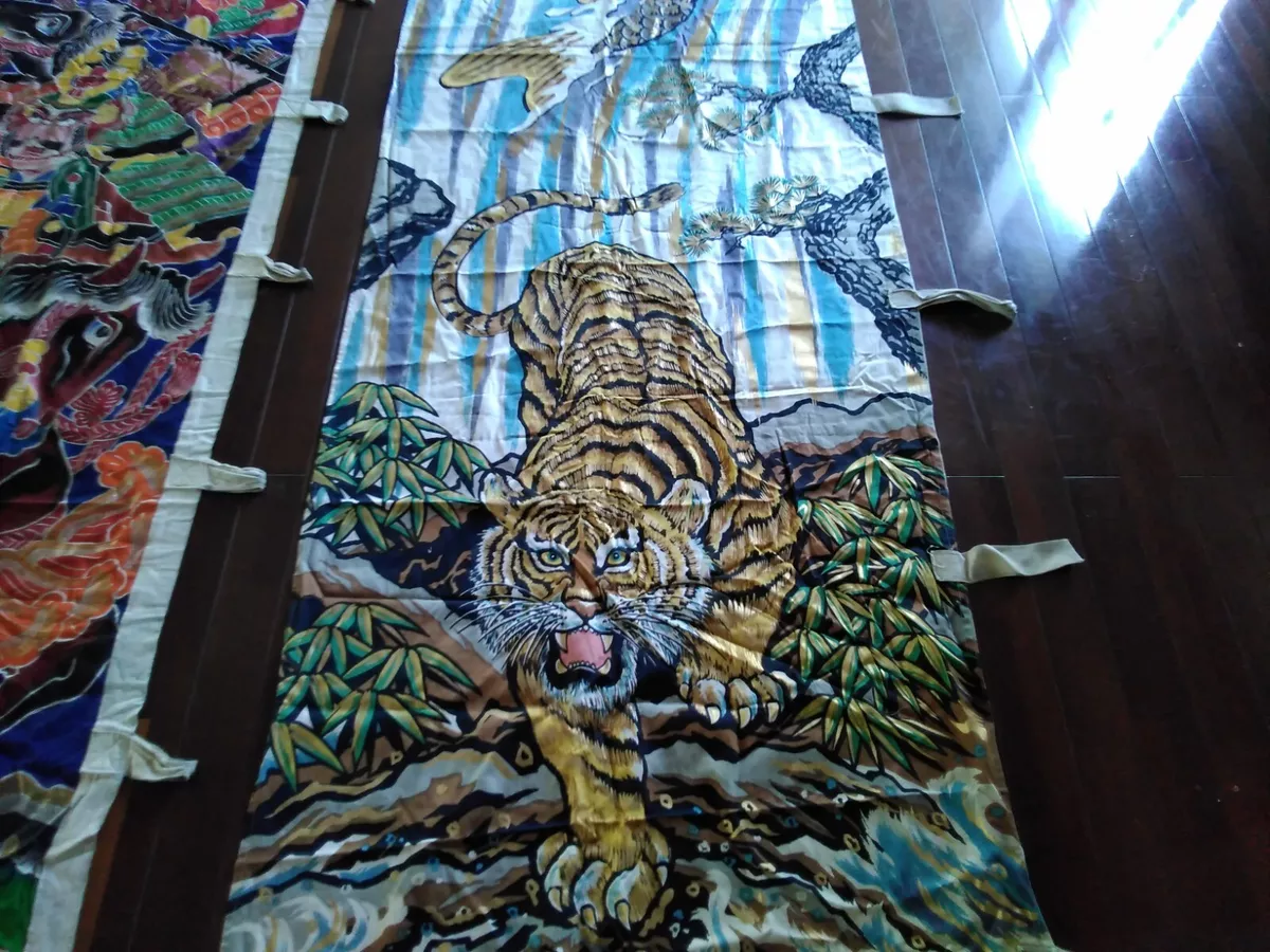 Japanese Nobori Samurai flag boys day flag air freight see video dragon  tiger | eBay
